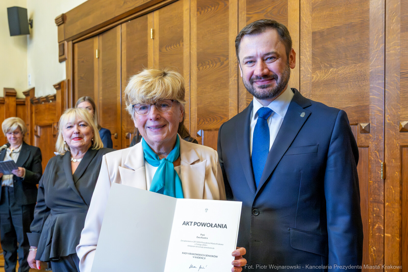 Miszalski, Klaman, Drabik Rada Krakowskich Seniorów, powitanie, V kadencja, zdjęcia  Autor: Piotr Wojnarowski