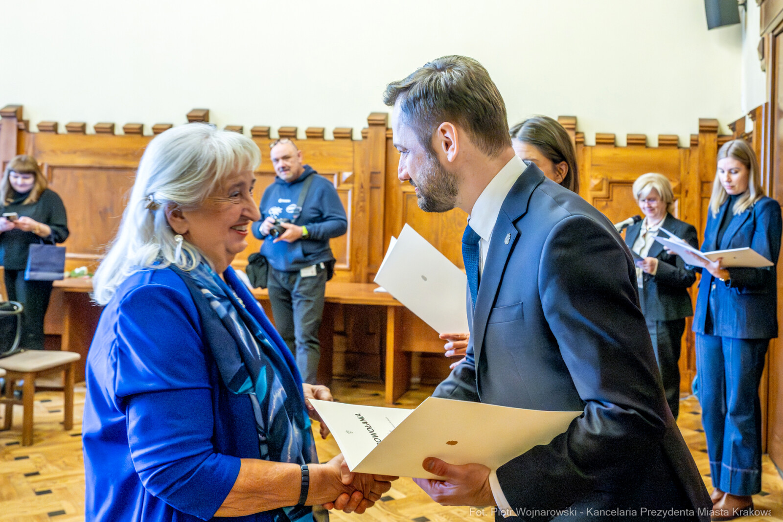 Miszalski, Klaman, Drabik Rada Krakowskich Seniorów, powitanie, V kadencja, zdjęcia  Autor: Piotr Wojnarowski