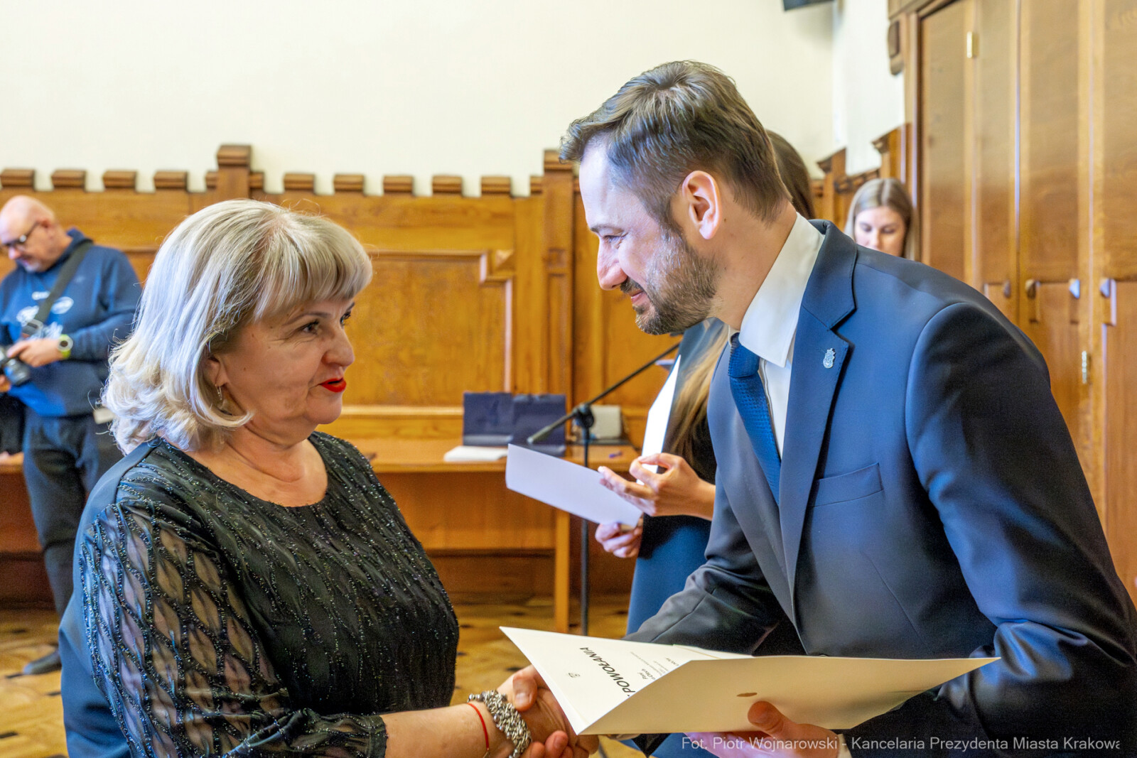 Miszalski, Klaman, Drabik Rada Krakowskich Seniorów, powitanie, V kadencja, zdjęcia  Autor: Piotr Wojnarowski