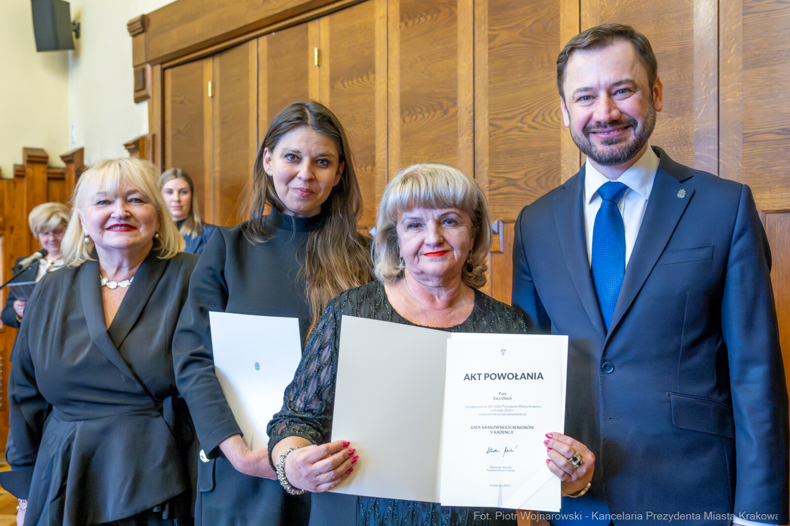 Miszalski, Klaman, Drabik Rada Krakowskich Seniorów, powitanie, V kadencja, zdjęcia  Autor: Piotr Wojnarowski