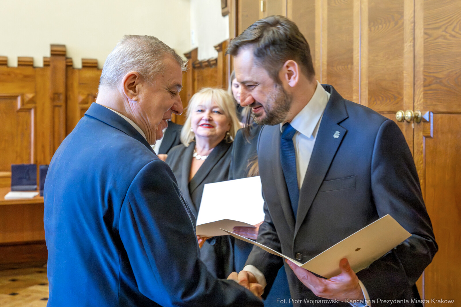 Miszalski, Klaman, Drabik Rada Krakowskich Seniorów, powitanie, V kadencja, zdjęcia  Autor: Piotr Wojnarowski