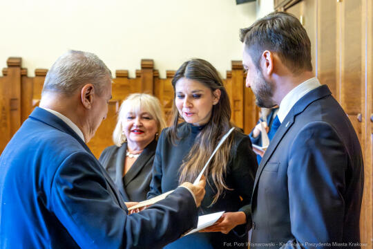 Miszalski, Klaman, Drabik Rada Krakowskich Seniorów, powitanie, V kadencja, zdjęcia