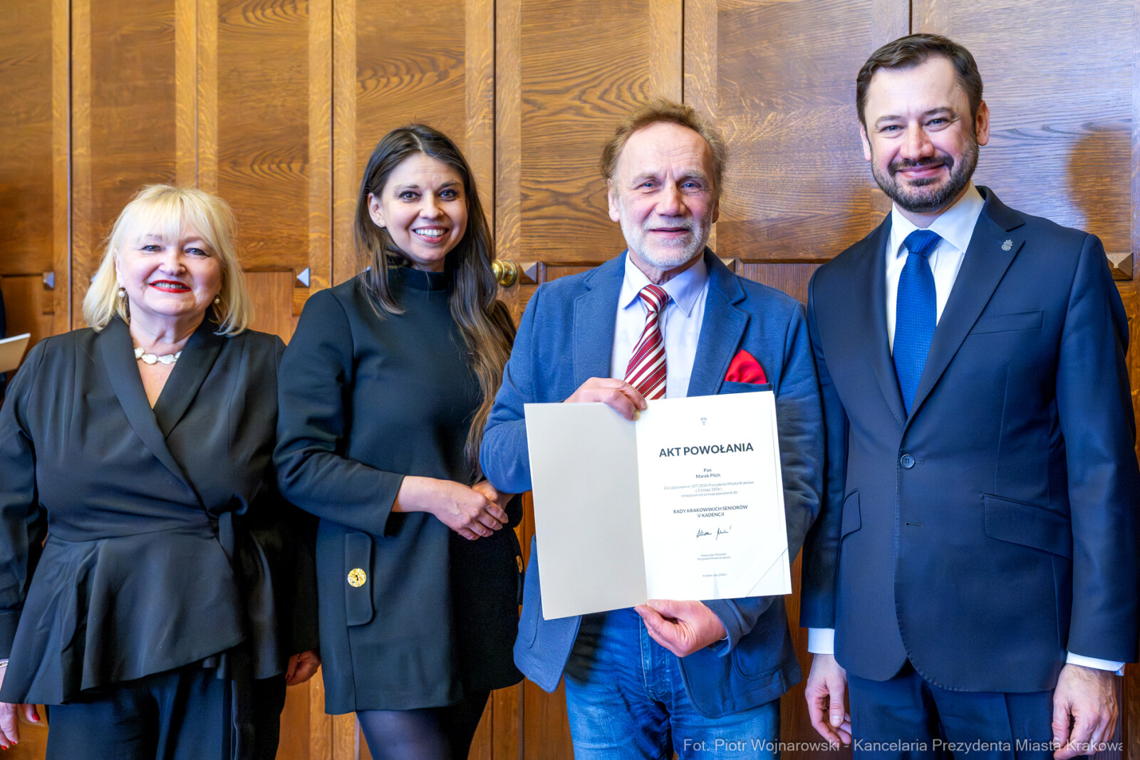 Miszalski, Klaman, Drabik Rada Krakowskich Seniorów, powitanie, V kadencja, zdjęcia  Autor: Piotr Wojnarowski