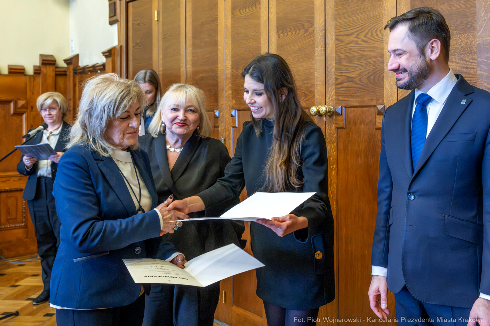 Miszalski, Klaman, Drabik Rada Krakowskich Seniorów, powitanie, V kadencja, zdjęcia  Autor: Piotr Wojnarowski