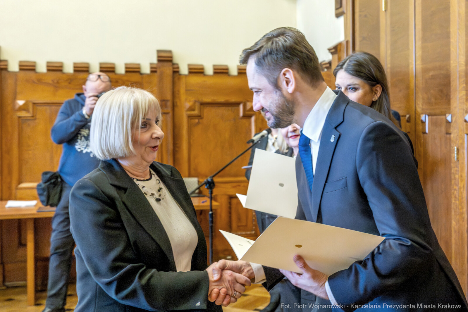 Miszalski, Klaman, Drabik Rada Krakowskich Seniorów, powitanie, V kadencja, zdjęcia  Autor: Piotr Wojnarowski