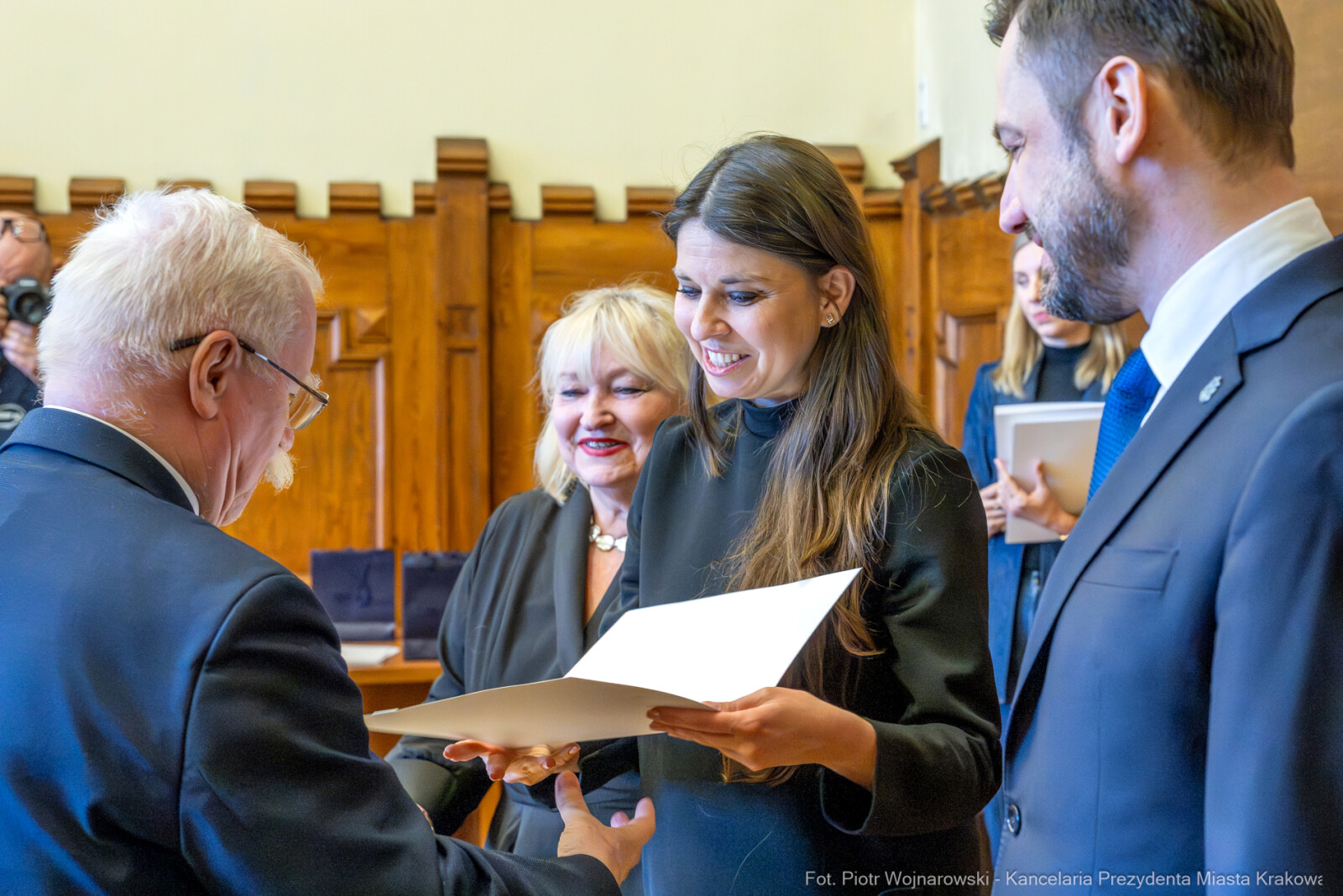 Miszalski, Klaman, Drabik Rada Krakowskich Seniorów, powitanie, V kadencja, zdjęcia  Autor: Piotr Wojnarowski