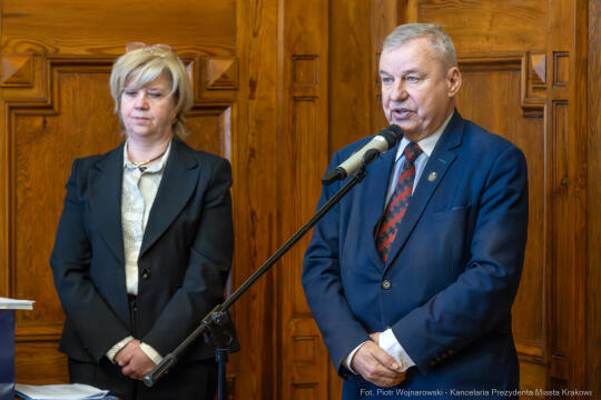 Miszalski, Klaman, Drabik Rada Krakowskich Seniorów, powitanie, V kadencja, zdjęcia