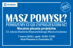 Logo: Maraton Pisania Projektów – 13. edycja Budżetu Obywatelskiego Miasta Krakowa