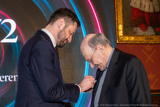 Miszalski, Heller, 90 lat, Honoris Gratia, wręczenie, UJ, uroczystość, zdjęcia