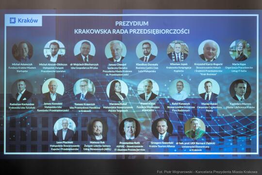 Miszalski, Mazur, Krakowska Rada Przedsiębiorczości, wręczenie, akty powołania, zdjęcia