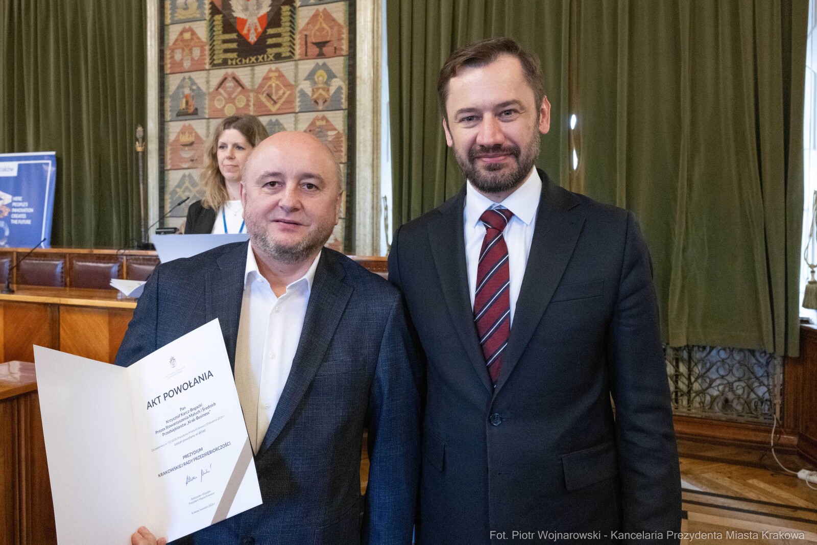 Miszalski, Mazur, Krakowska Rada Przedsiębiorczości, wręczenie, akty powołania, zdjęcia  Autor: Piotr Wojnarowski