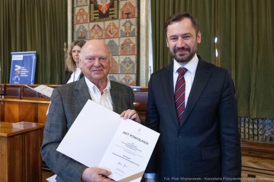 Miszalski, Mazur, Krakowska Rada Przedsiębiorczości, wręczenie, akty powołania, zdjęcia