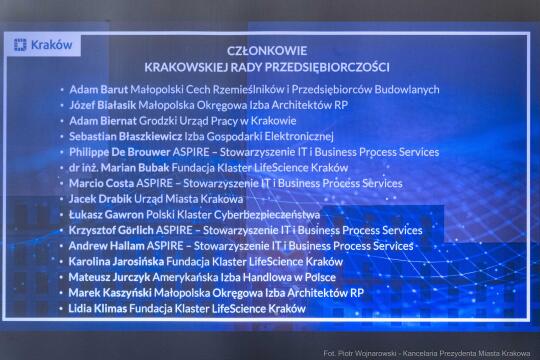 Miszalski, Mazur, Krakowska Rada Przedsiębiorczości, wręczenie, akty powołania, zdjęcia