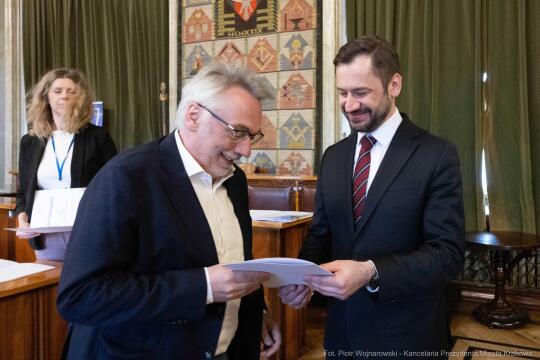 Miszalski, Mazur, Krakowska Rada Przedsiębiorczości, wręczenie, akty powołania, zdjęcia