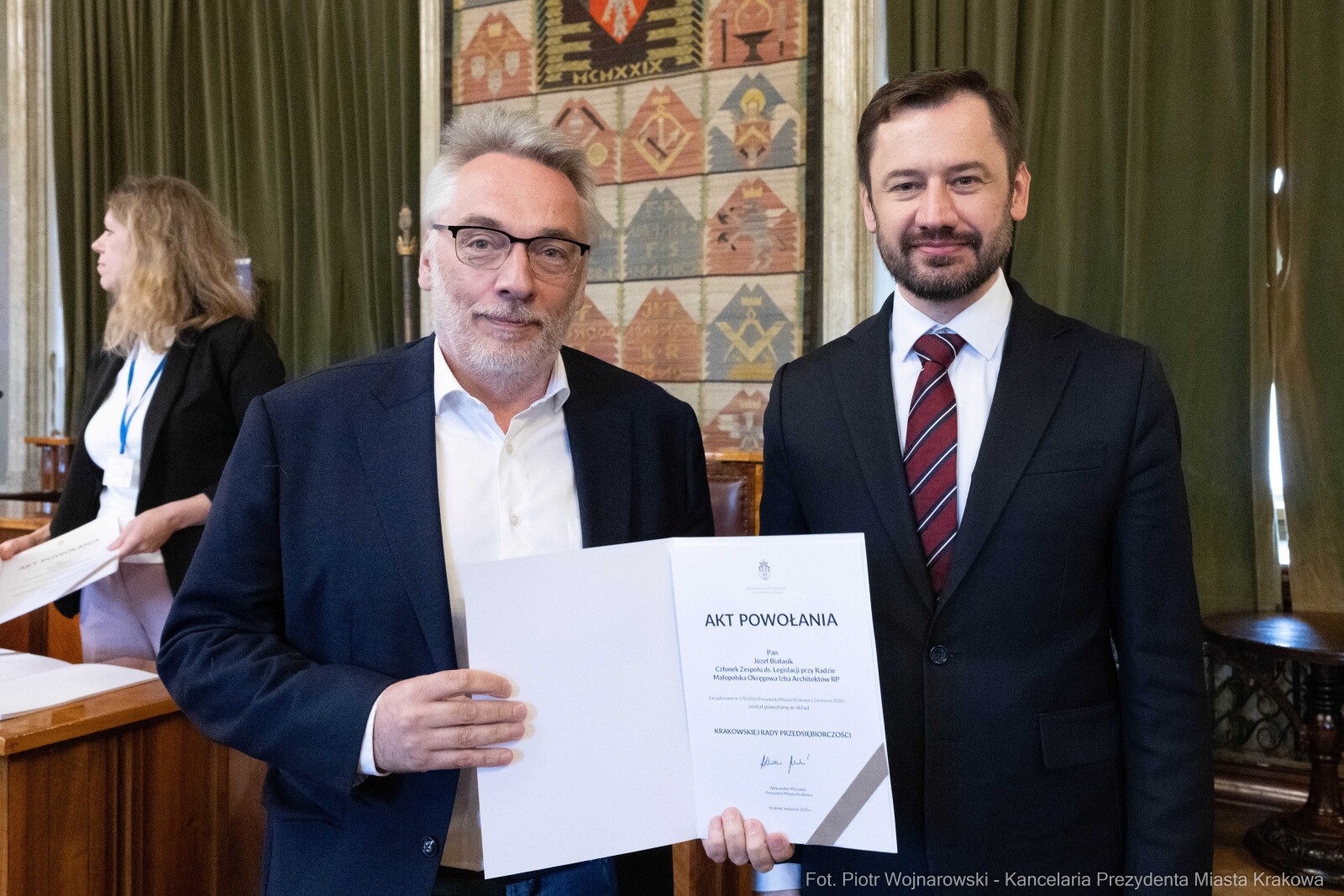 Miszalski, Mazur, Krakowska Rada Przedsiębiorczości, wręczenie, akty powołania, zdjęcia  Autor: Piotr Wojnarowski