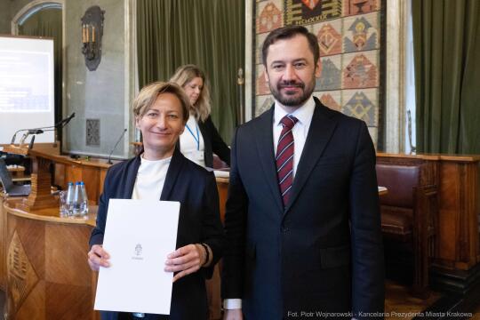 Miszalski, Mazur, Krakowska Rada Przedsiębiorczości, wręczenie, akty powołania, zdjęcia