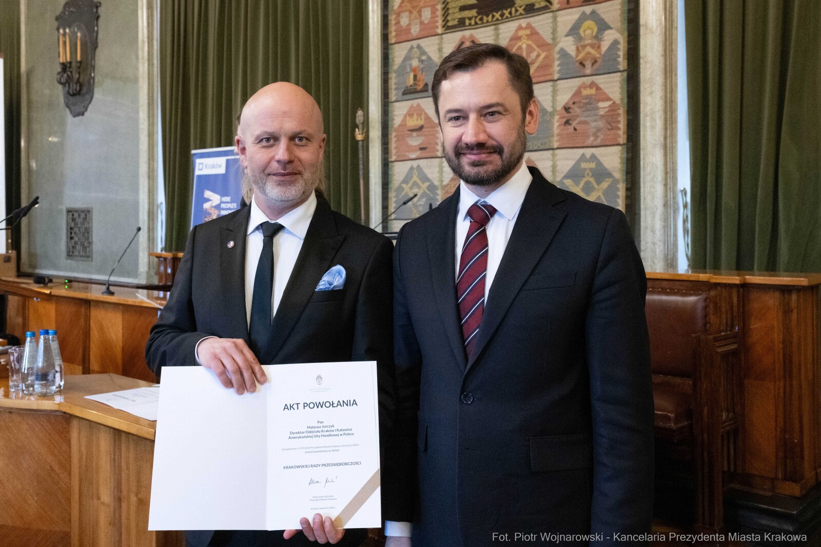 Miszalski, Mazur, Krakowska Rada Przedsiębiorczości, wręczenie, akty powołania, zdjęcia  Autor: Piotr Wojnarowski