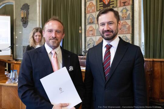 Miszalski, Mazur, Krakowska Rada Przedsiębiorczości, wręczenie, akty powołania, zdjęcia