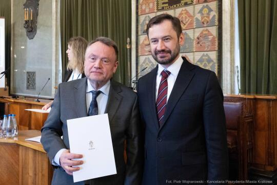 Miszalski, Mazur, Krakowska Rada Przedsiębiorczości, wręczenie, akty powołania, zdjęcia