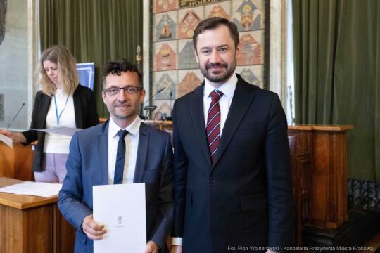 Miszalski, Mazur, Krakowska Rada Przedsiębiorczości, wręczenie, akty powołania, zdjęcia