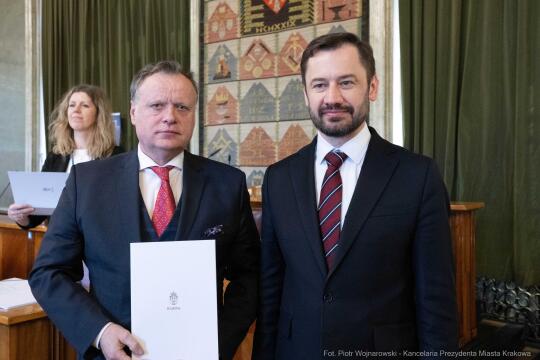 Miszalski, Mazur, Krakowska Rada Przedsiębiorczości, wręczenie, akty powołania, zdjęcia