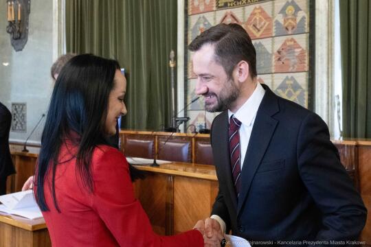 Miszalski, Mazur, Krakowska Rada Przedsiębiorczości, wręczenie, akty powołania, zdjęcia