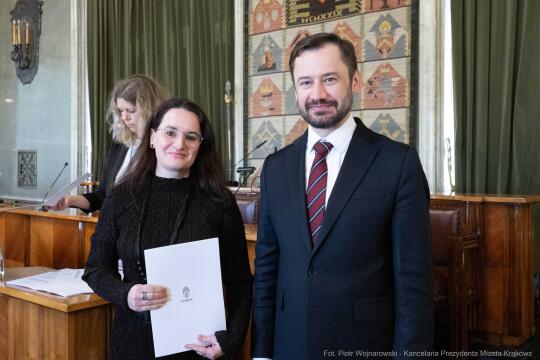 Miszalski, Mazur, Krakowska Rada Przedsiębiorczości, wręczenie, akty powołania, zdjęcia