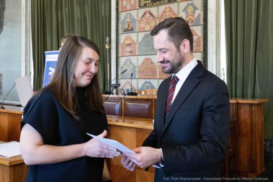 Miszalski, Mazur, Krakowska Rada Przedsiębiorczości, wręczenie, akty powołania, zdjęcia