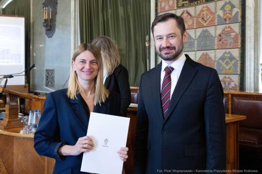 Miszalski, Mazur, Krakowska Rada Przedsiębiorczości, wręczenie, akty powołania, zdjęcia