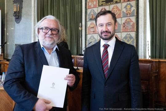 Miszalski, Mazur, Krakowska Rada Przedsiębiorczości, wręczenie, akty powołania, zdjęcia