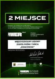 II miejsce.jpg-Krakowiak „Power Folk - O PUCHAR CZARNYCH DIAMENTÓW 2026”