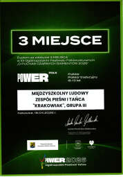 III miejsce.jpg-Krakowiak „Power Folk - O PUCHAR CZARNYCH DIAMENTÓW 2026”