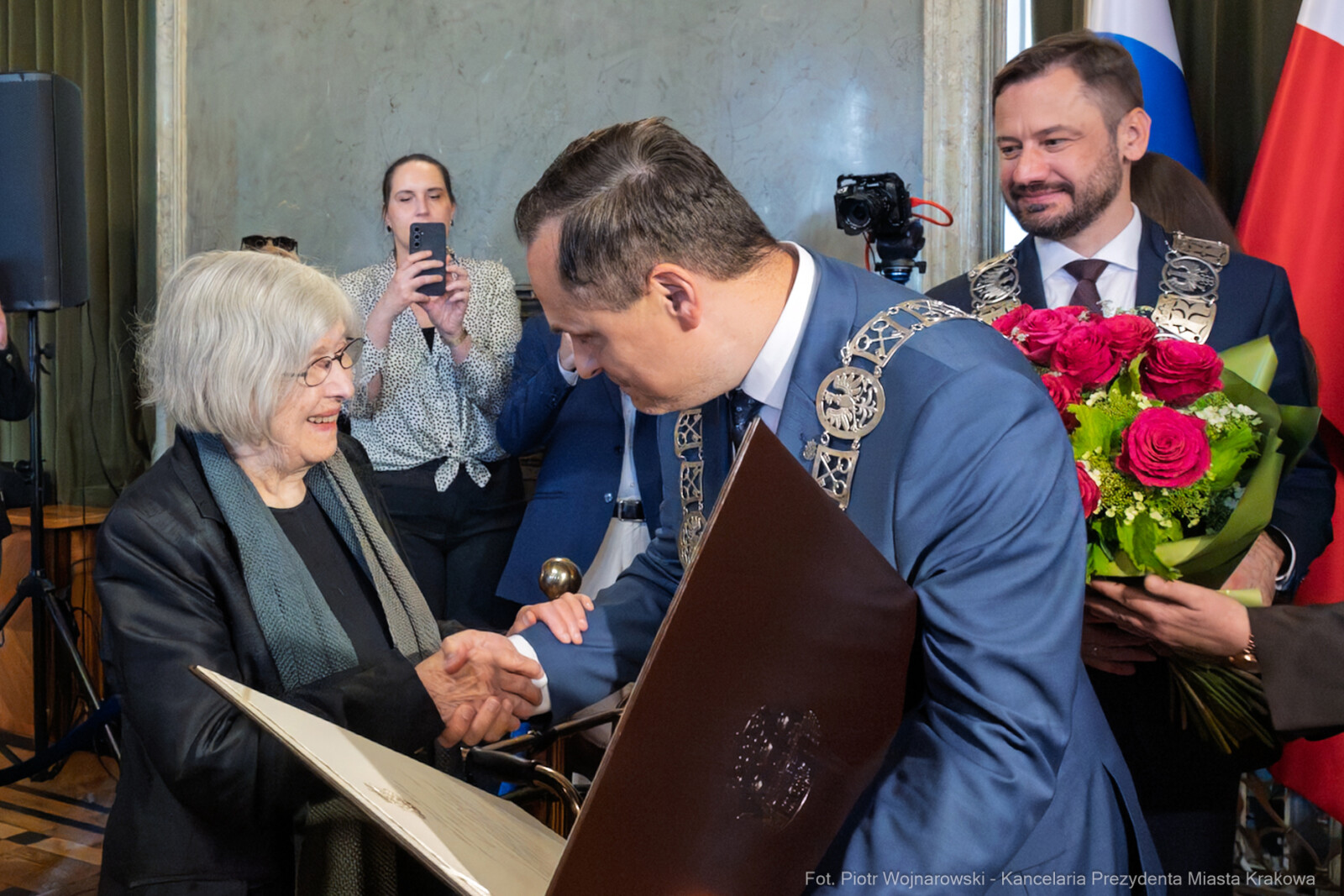 Miszalski, Kosek, Zachwatowicz-Wajda, Honorowy Obywatel Krakowa, wręczenie, zdjęcia,  Autor: Piotr Wojnarowski