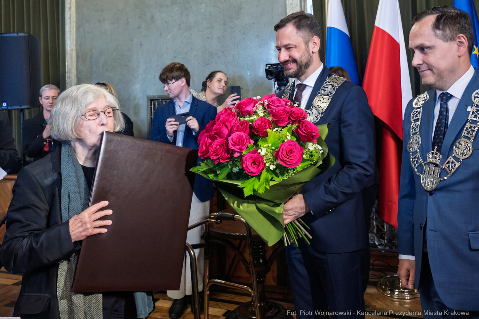 Miszalski, Kosek, Zachwatowicz-Wajda, Honorowy Obywatel Krakowa, wręczenie, zdjęcia,  Autor: Piotr Wojnarowski