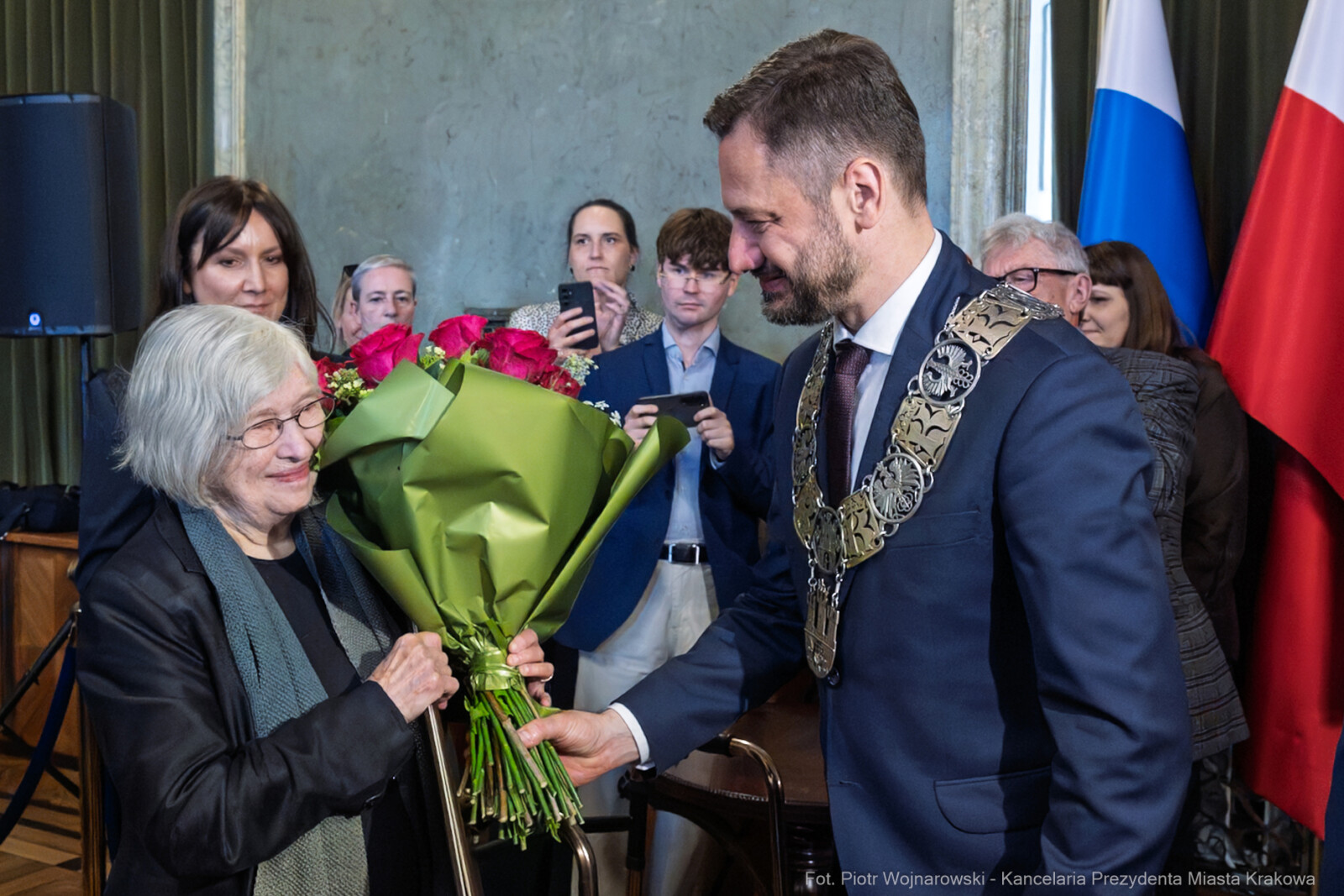 Miszalski, Kosek, Zachwatowicz-Wajda, Honorowy Obywatel Krakowa, wręczenie, zdjęcia,  Autor: Piotr Wojnarowski