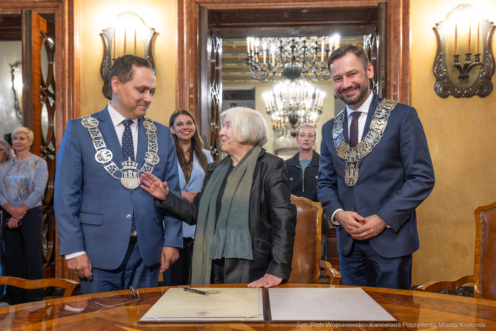 Miszalski, Kosek, Zachwatowicz-Wajda, Honorowy Obywatel Krakowa, wręczenie, zdjęcia,  Autor: Piotr Wojnarowski