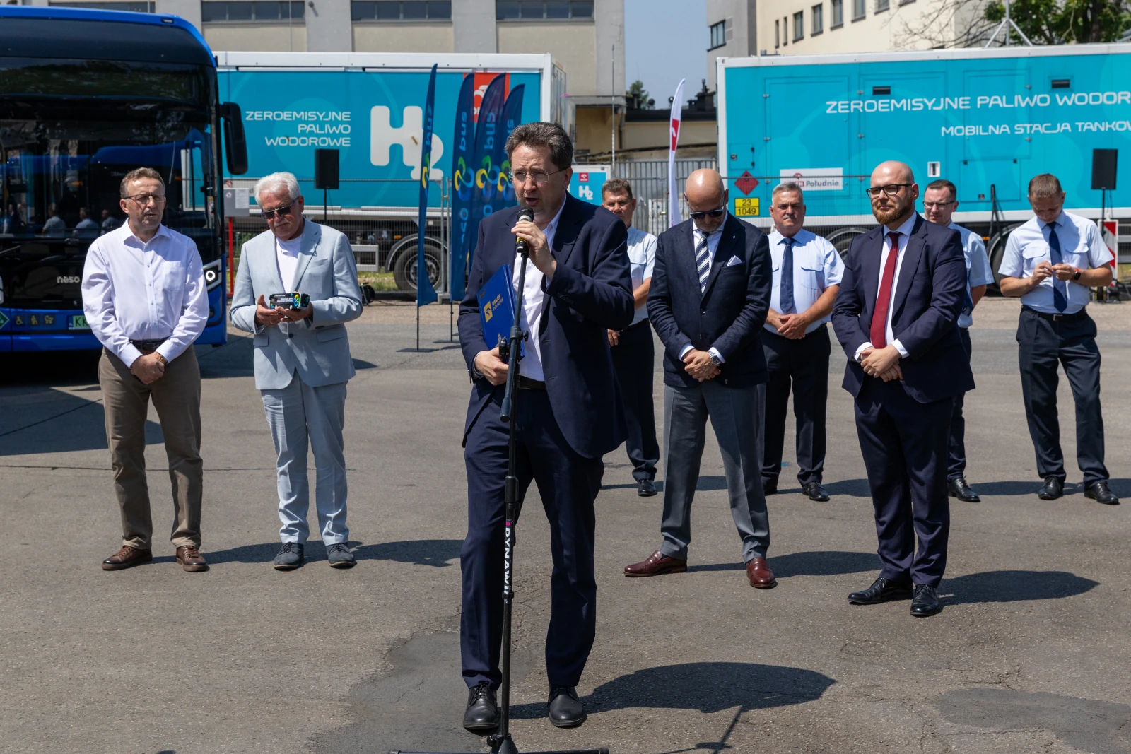 Konferencja prasowa dotycząca zeroemisyjnego transportu wodoru.  Autor: Bogusław Świerzowski