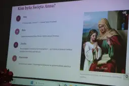 Prezentacja o Świętej Annie, jej imieniu, roli, źródłach i znaczeniu w tradycji kościelnej.