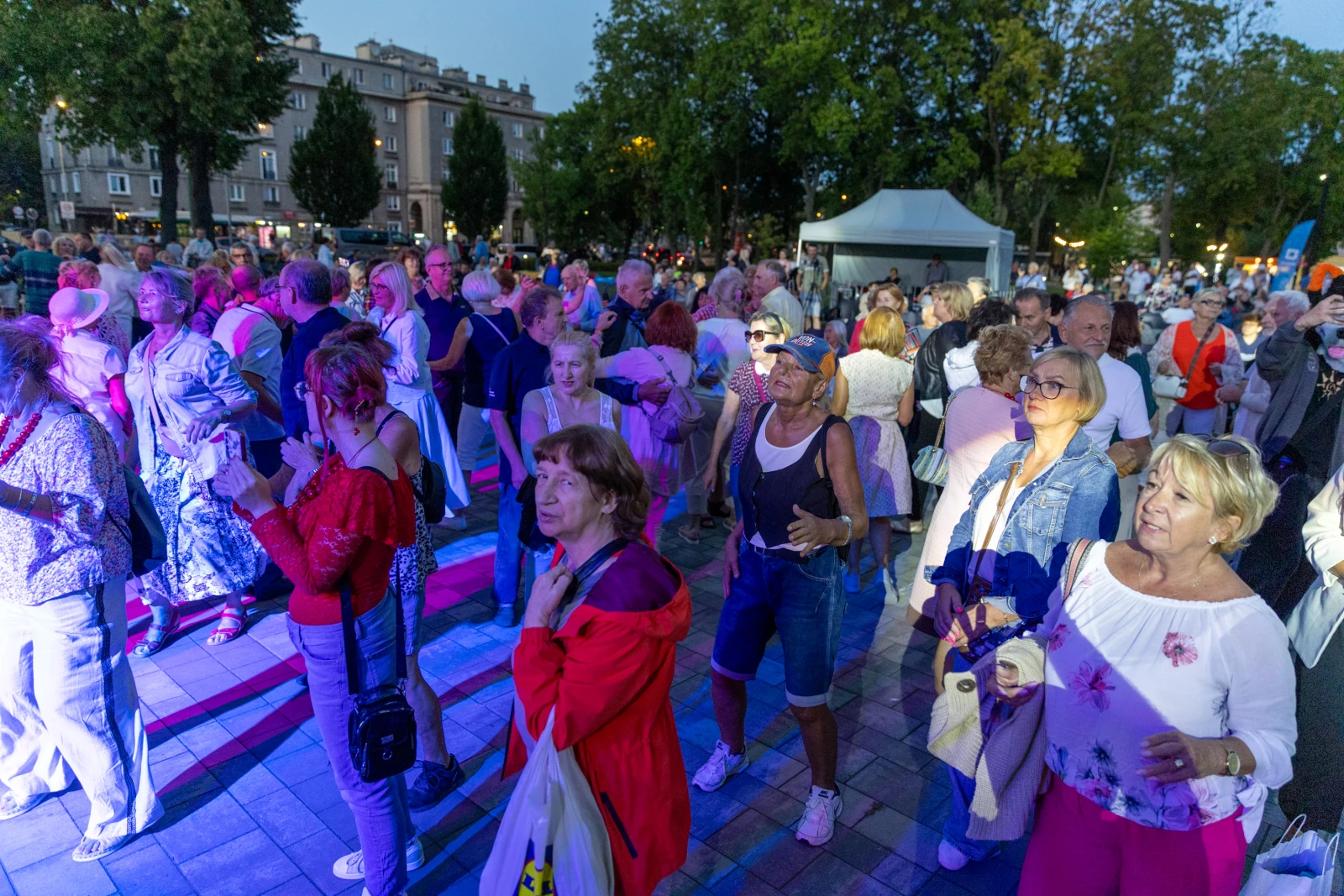 Tłum ludzi bawiący się na wydarzeniu plenerowym w miejskim parku.  Autor: Bogusław Świerzowski