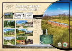 Krajobraz warowny Twierdzy Przemyśl z fortami i mapą.