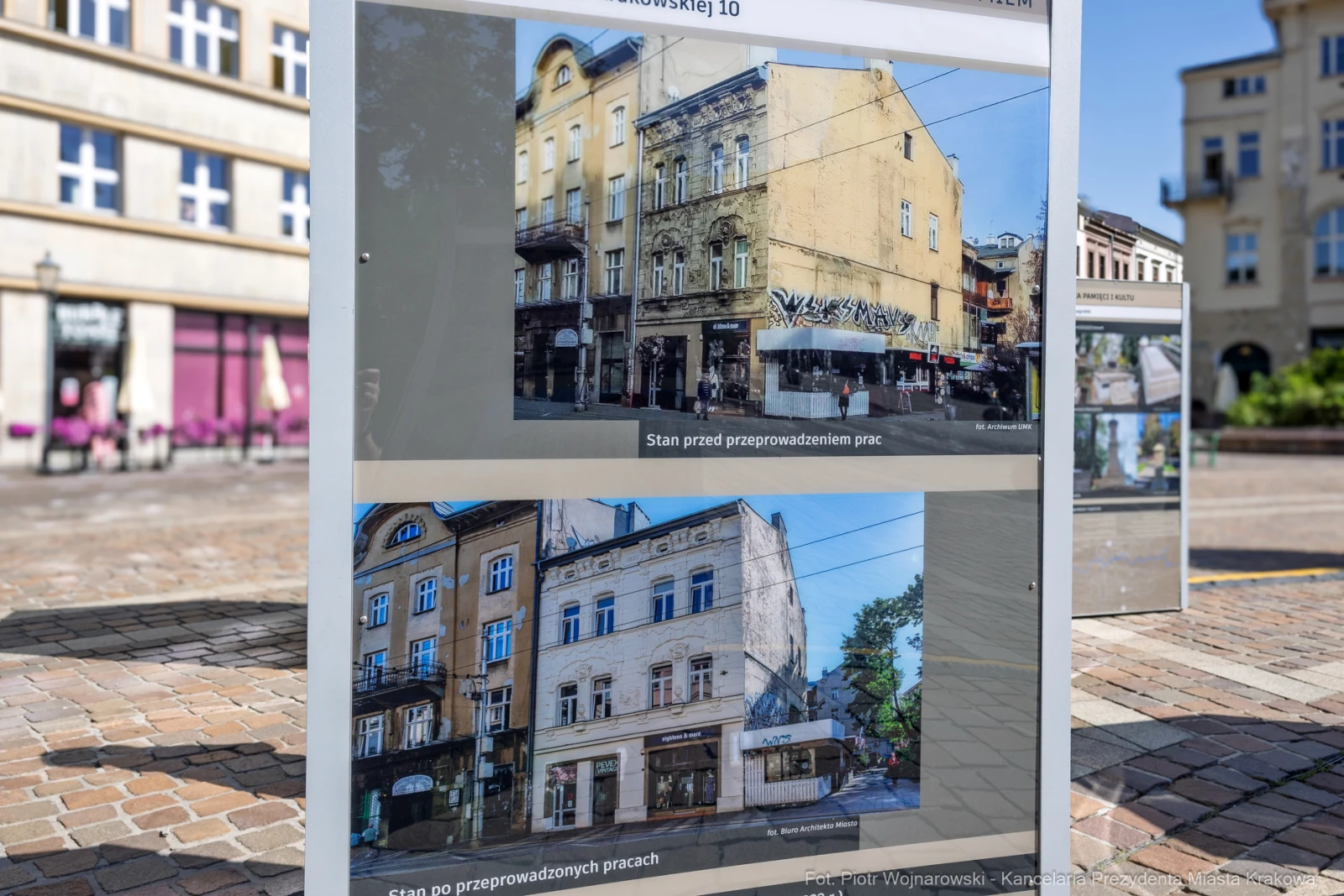 Porównanie stanu budynków przed i po przeprowadzonych pracach remontowych.  Autor: Piotr Wojnarowski