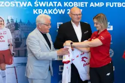 Konferencja prasowa dotycząca Mistrzostw Świata Kobiet w Amp Futbolu w Krakowie.