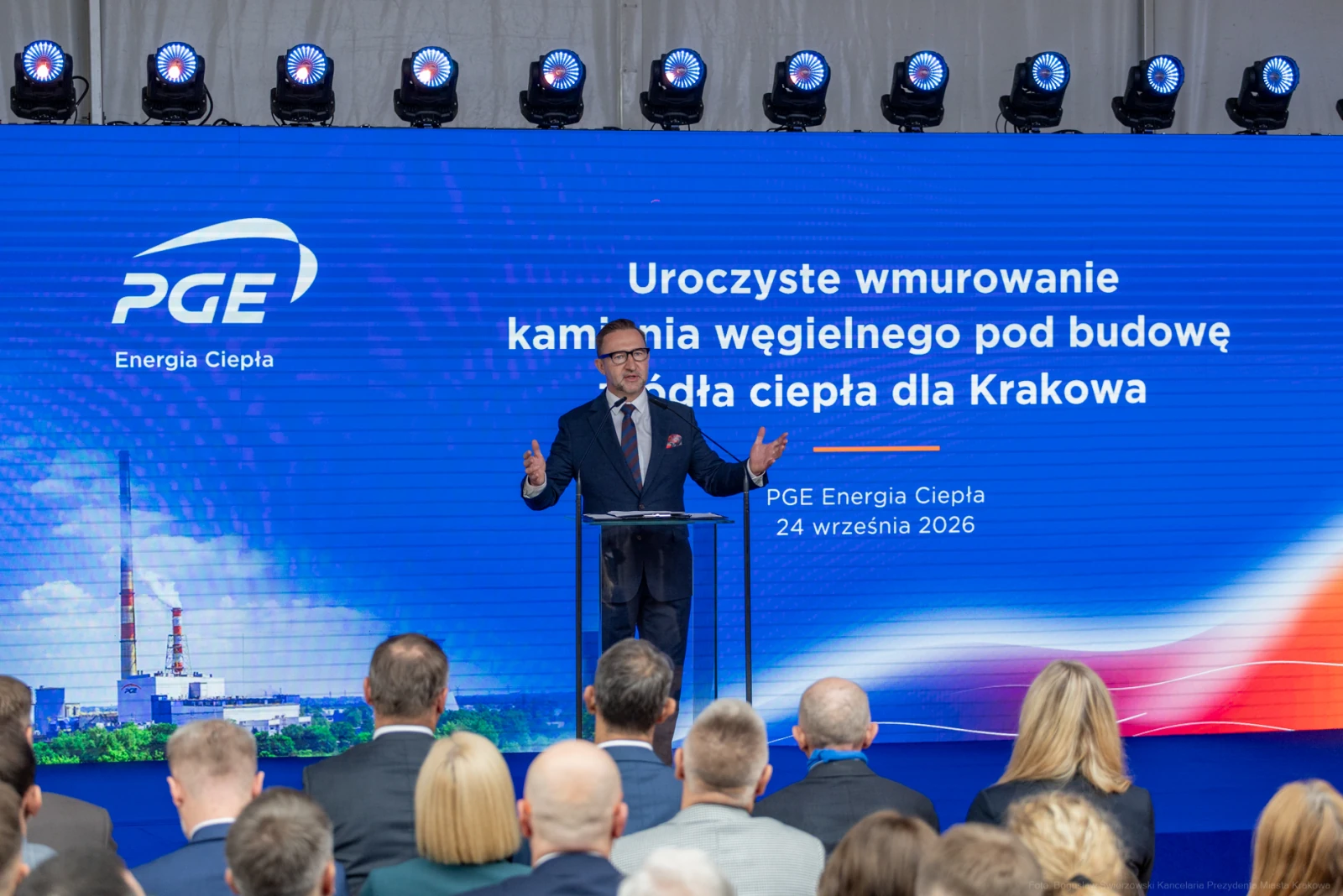 Uroczystość wmurowania kamienia węgielnego pod budowę źródła ciepła dla Krakowa.  Autor: Bogusław Świerzowski
