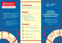 Centrum Wczesnego Wspierania Rodzin "Pierwsze Kroki" w Krakowie, oferta wsparcia psychologicznego.