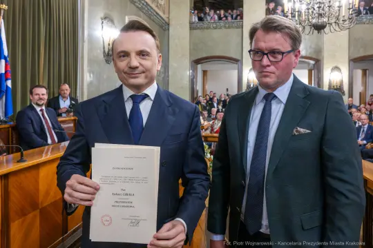Wręczenie nominacji dla nowego prezydenta miasta Krakowa.