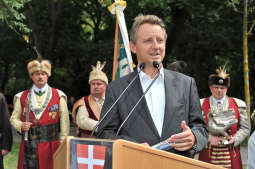 Wmurowanie kamienia węgielnego pod pomnik Jana III Sobieskiego na wiedeńskim Kahlenbergu