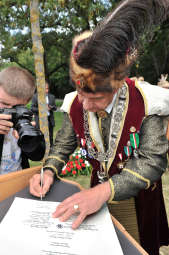 Wmurowanie kamienia węgielnego pod pomnik Jana III Sobieskiego na wiedeńskim Kahlenbergu