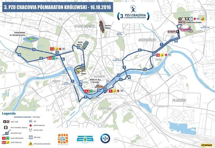 3. PZU Cracovia Półmaraton Królewski - mapka
