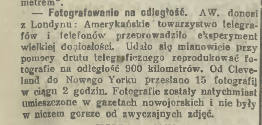Czas 1924 - fotografia na odległość