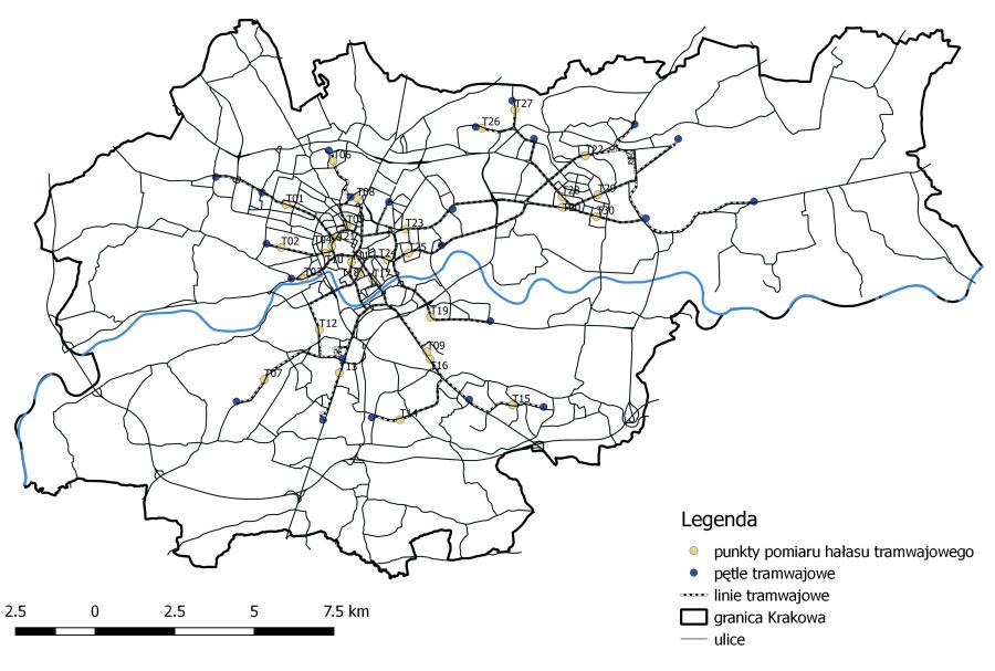 Punkty pomiarowe hałasu tramwajowego